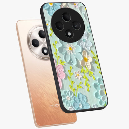 Frosted Petal Garden Glass Case displayed in angled mockup highlighting delicate flower petal design with calm garden aesthetic.