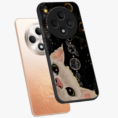 Galactic Cat Glass Case displayed in angled mockup highlighting celestial feline illustration with galaxy aesthetic style.