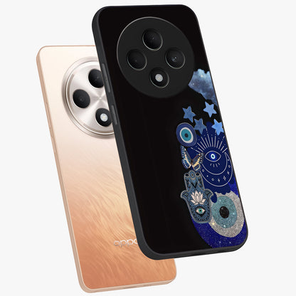 Galactic Charm Cluster Glass Case displayed in angled mockup highlighting luminous galaxy inspired design with dreamy aesthetic.