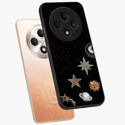 Galactic Charm Glow Glass Case displayed in angled mockup highlighting luminous galaxy inspired design with dreamy aesthetic.