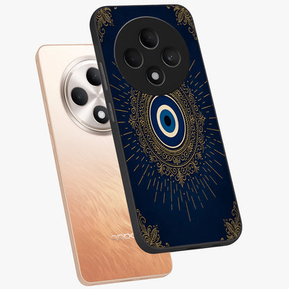 Golden Celestial Charm Glass Case displayed in angled mockup highlighting sparkling cosmic charm design with celestial aesthetic.