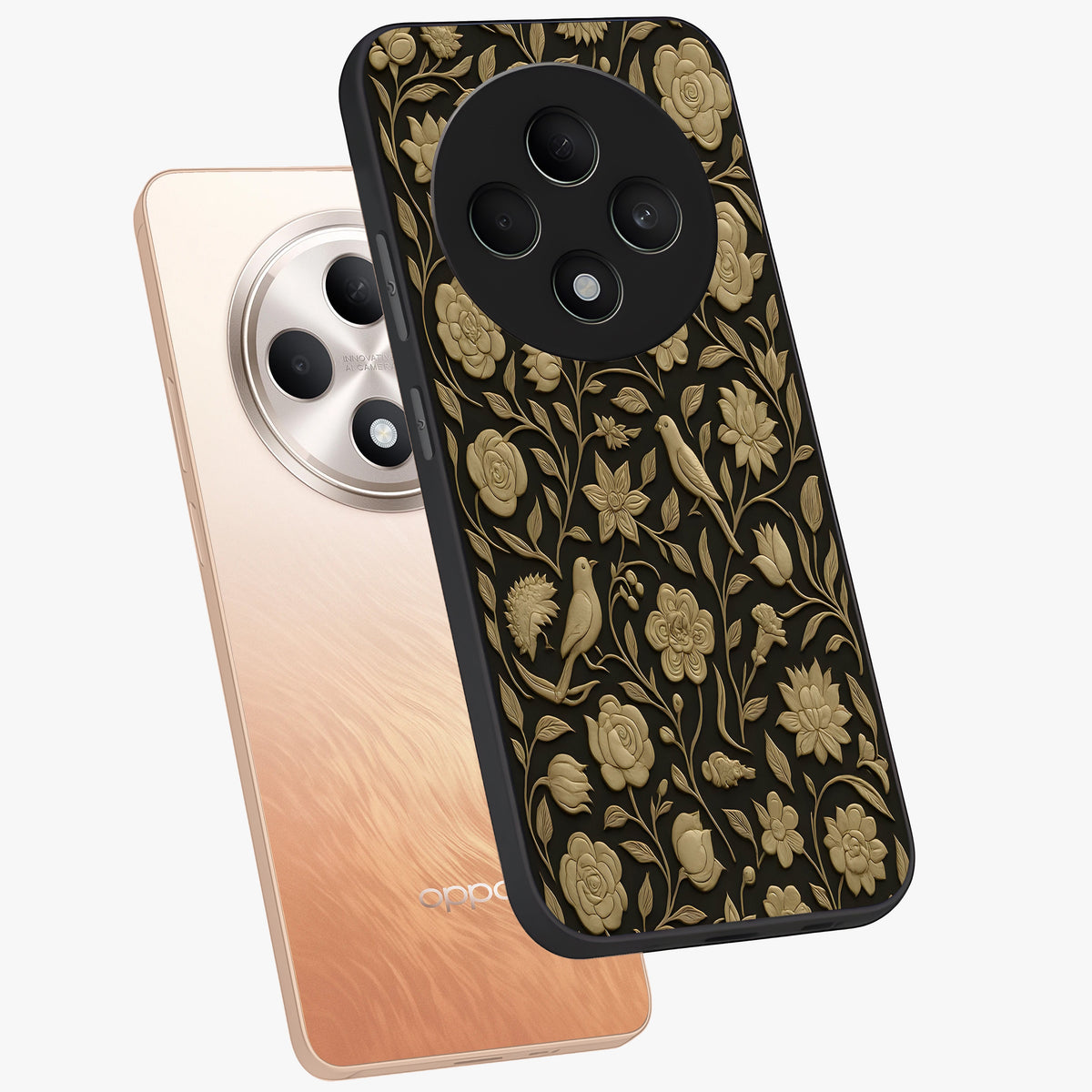 Golden Evil Eye Mandala Glass Case displayed in angled mockup highlighting protective evil eye symbol with golden mandala design.