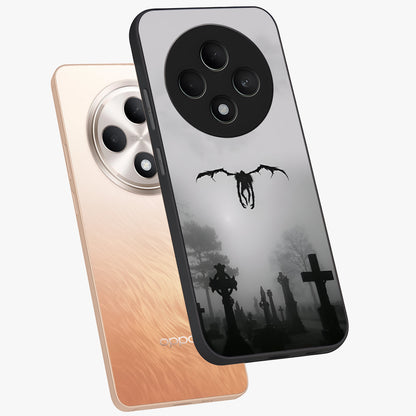 Graveyard Shadow Descent Glass Case displayed in angled mockup highlighting eerie shadow illustration with gothic aesthetic.