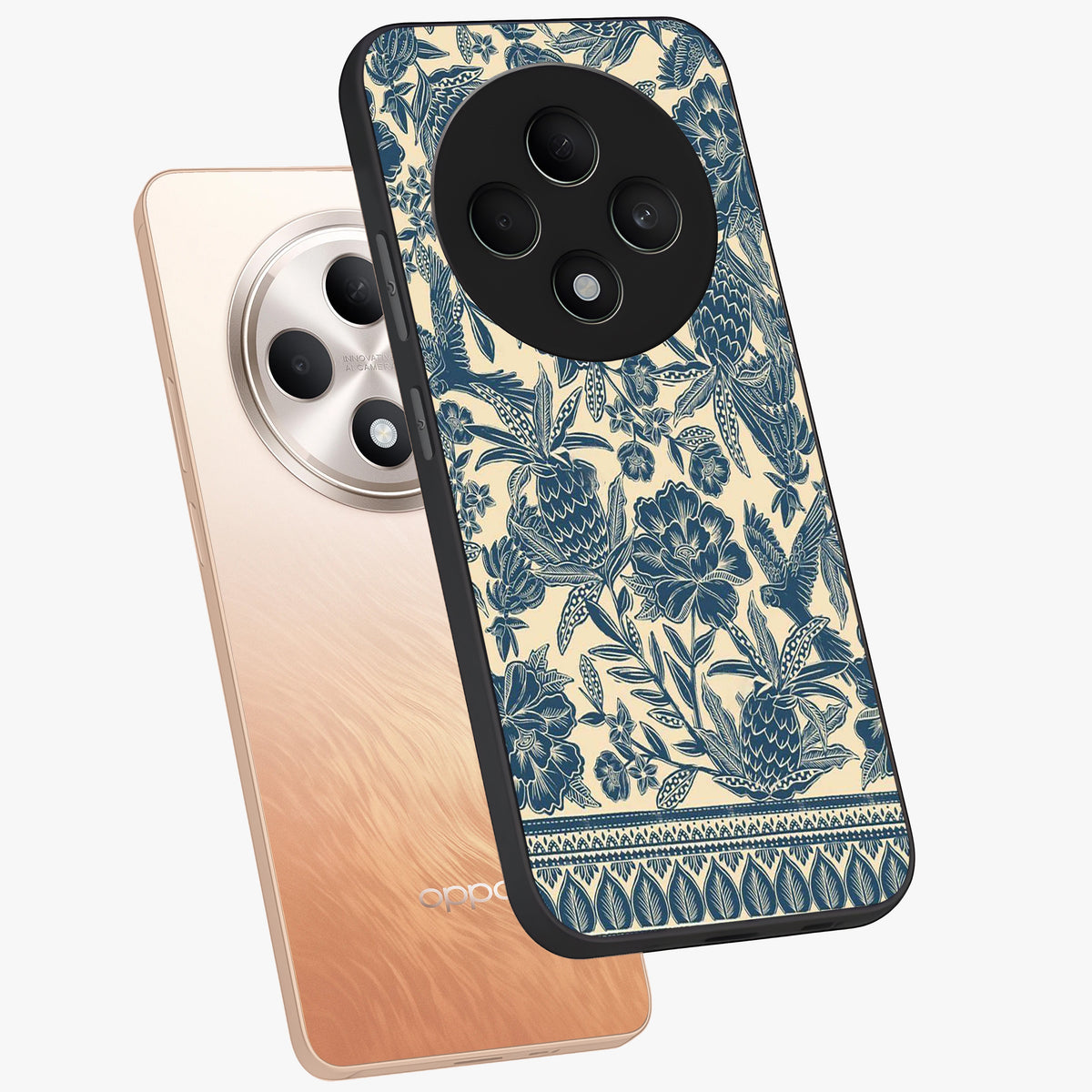 Heirloom Wild Bloom Glass Case displayed in angled mockup highlighting botanical bloom design with classic aesthetic style.