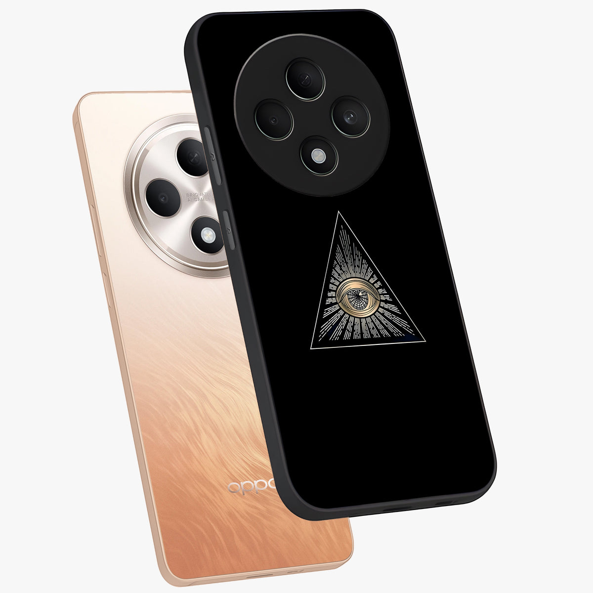 Illuminati Evil Glass Case displayed in angled mockup highlighting dark occult inspired design with bold aesthetic style.