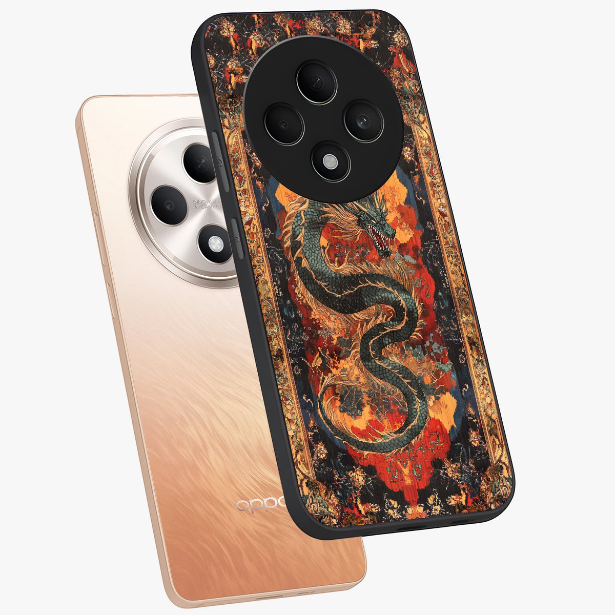 Inferno Dragon Soul Glass Case displayed in angled mockup highlighting powerful dragon illustration with inferno aesthetic.