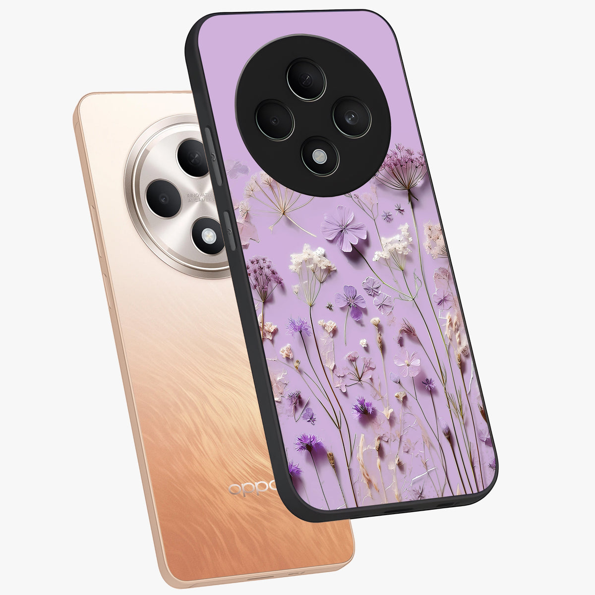Lavender Blossom Dream Glass Case displayed in angled mockup highlighting dreamy lavender flower design with calming aesthetic style.