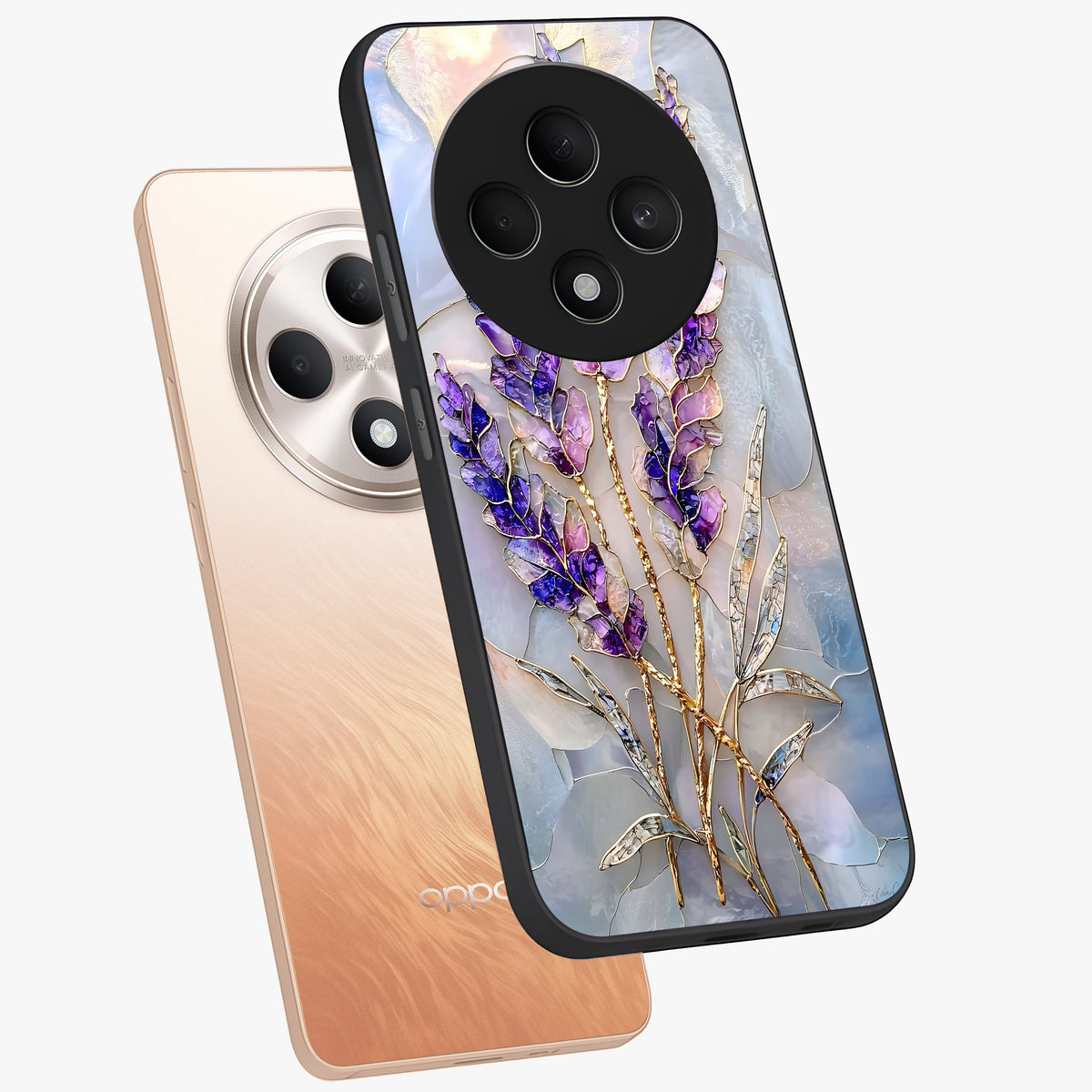 Lavender Dream Glow Glass Case displayed in angled mockup highlighting dreamy purple glow design with soft artistic style.