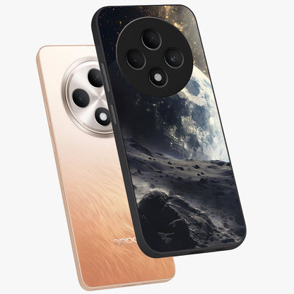 Lunar Horizon Glow Glass Case displayed in angled mockup highlighting celestial moon design with dreamy night aesthetic.