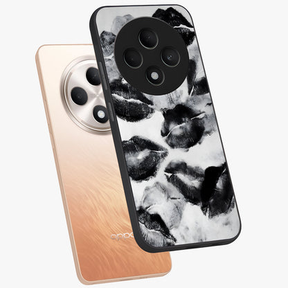 Midnight Kiss Marks Glass Case displayed in angled mockup highlighting playful romantic design with bold midnight aesthetic.