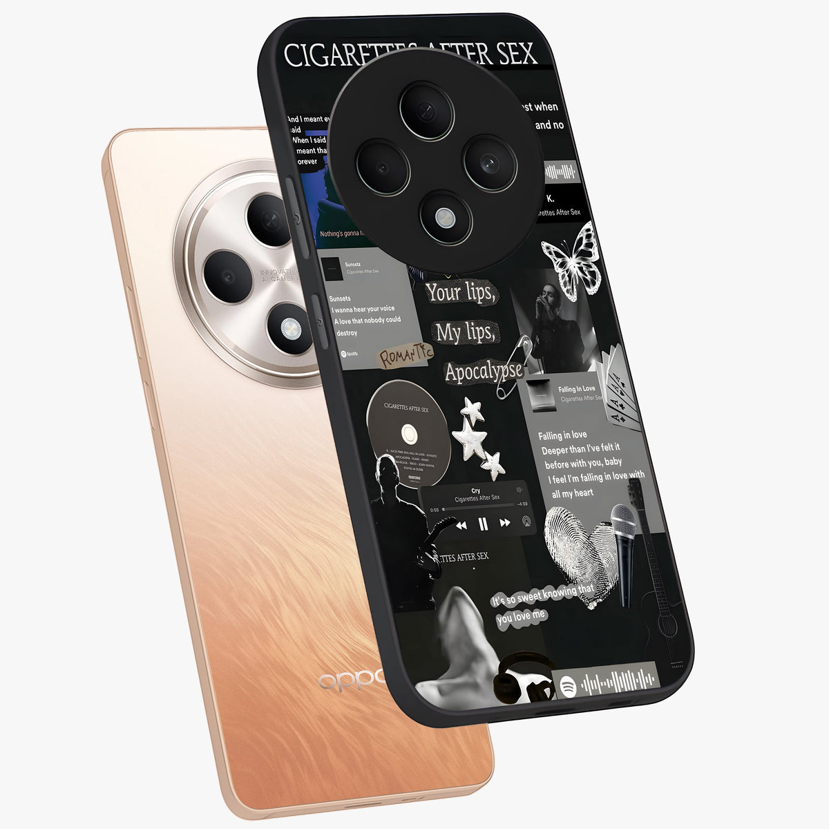 Midnight Love Echo Glass Case displayed in angled mockup highlighting elegant love inspired design with deep aesthetic style.
