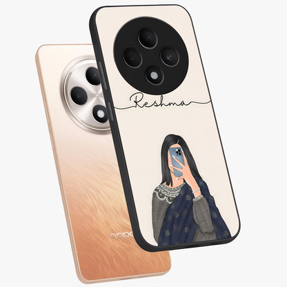 Mirror Mood Muse With Custom Name Glass Case displayed in angled mockup highlighting aesthetic mirror inspired design with custom name feature.