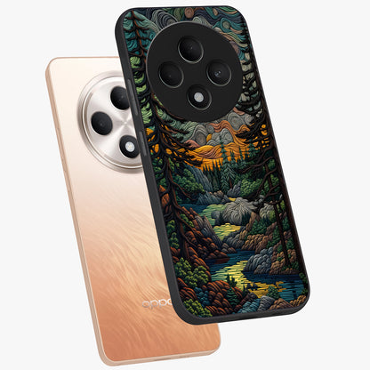 Moonlight Forest Dream Glass Case displayed in angled mockup highlighting dreamy forest design with glowing moon aesthetic.