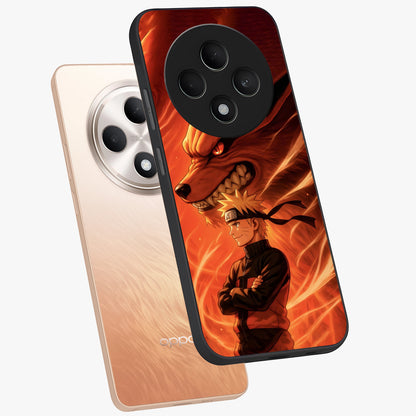 Nine Tails Legacy Glass Case displayed in angled mockup highlighting dynamic anime beast illustration with bold mystical aesthetic.