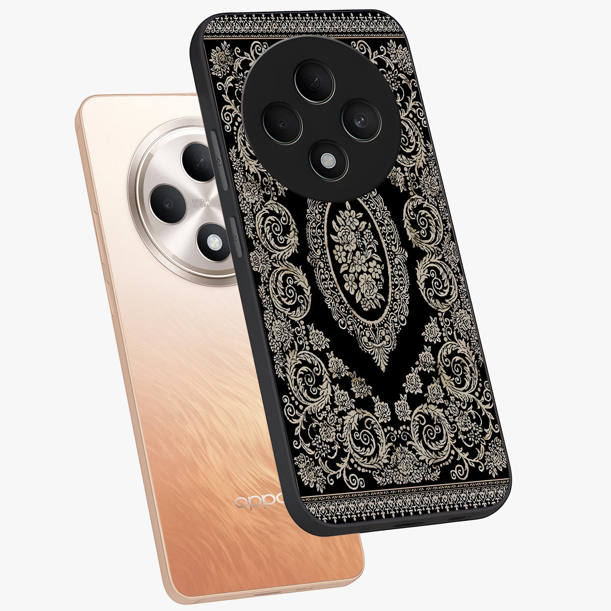 Noir Bloom Elegance Glass Case displayed in angled mockup highlighting refined flower design with stylish noir aesthetic.