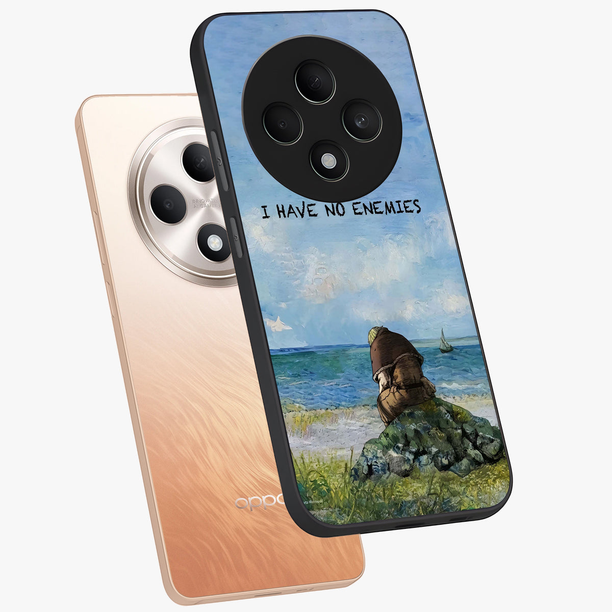 Peace Beyond War Glass Case displayed in angled mockup highlighting meaningful message design with artistic aesthetic style.