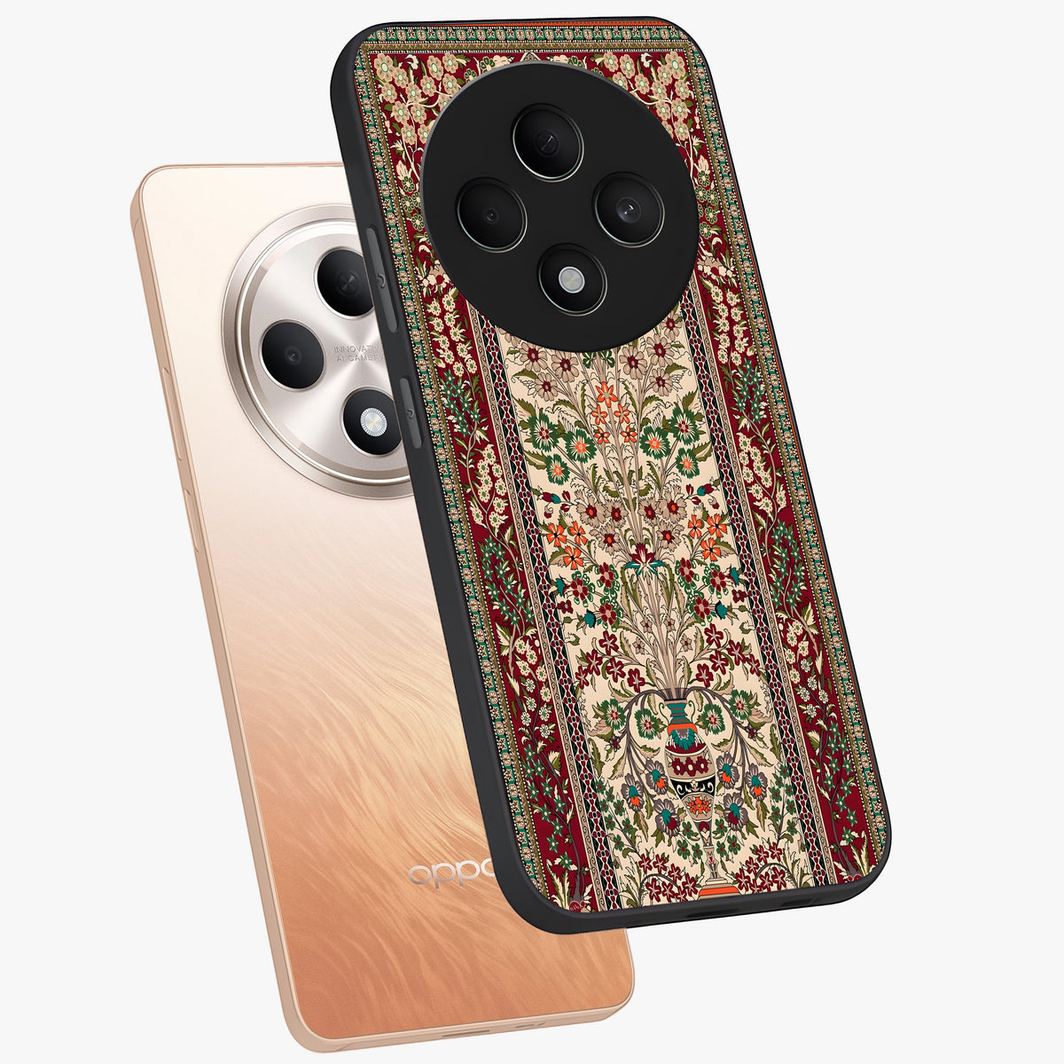 Persian Inspired Glass Case displayed in angled mockup highlighting intricate traditional design with elegant cultural aesthetic.