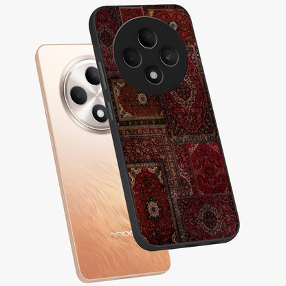 Persian Velvet Tale Glass Case displayed in angled mockup highlighting ornate textile inspired design with royal aesthetic.