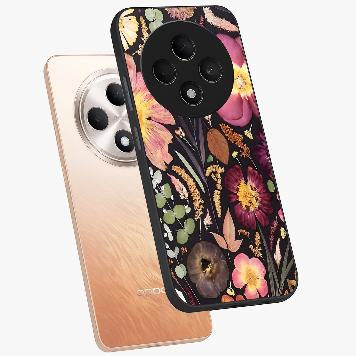Petal Dream Tapestry Glass Case displayed in angled mockup highlighting decorative petal pattern with elegant botanical aesthetic.