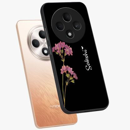 Riching Lavender Flower Custom Name Glass Case displayed in angled mockup highlighting delicate lavender flower design with custom name feature.