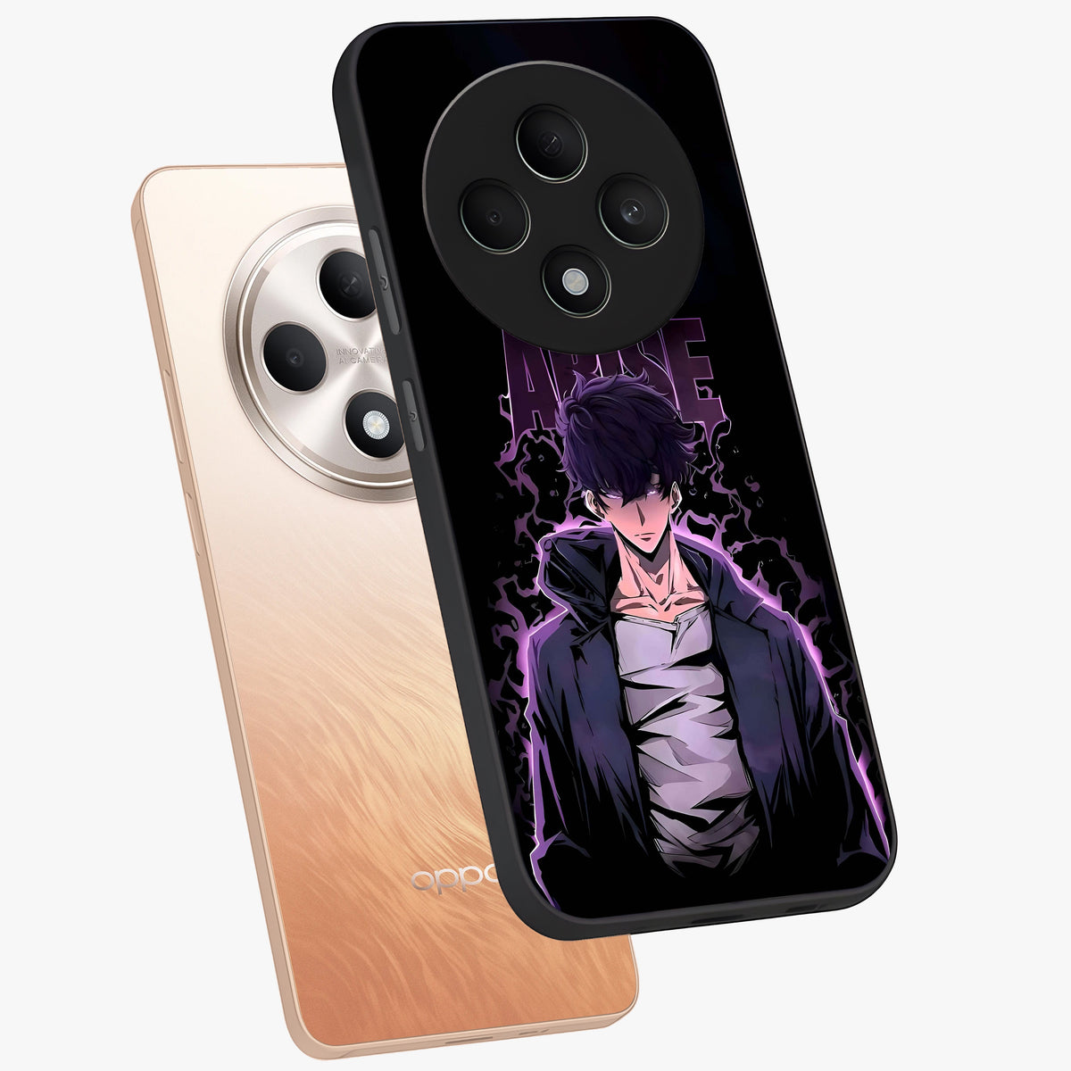 Shadow Monarch Awakening Glass Case displayed in angled mockup highlighting dramatic shadow warrior design with fantasy aesthetic.