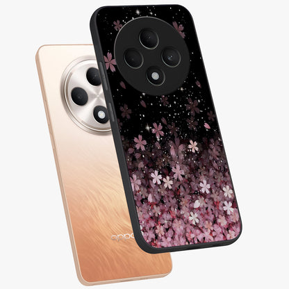 Small Starry Flowers Glass Case displayed in angled mockup highlighting tiny flower pattern with celestial aesthetic style.