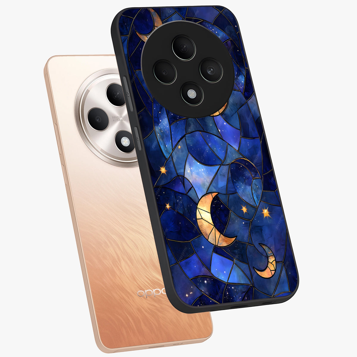 Starlit Sky Tapestry Glass Case displayed in angled mockup highlighting celestial night pattern with artistic aesthetic style.