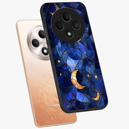 Starlit Sky Tapestry Glass Case displayed in angled mockup highlighting celestial night pattern with artistic aesthetic style.