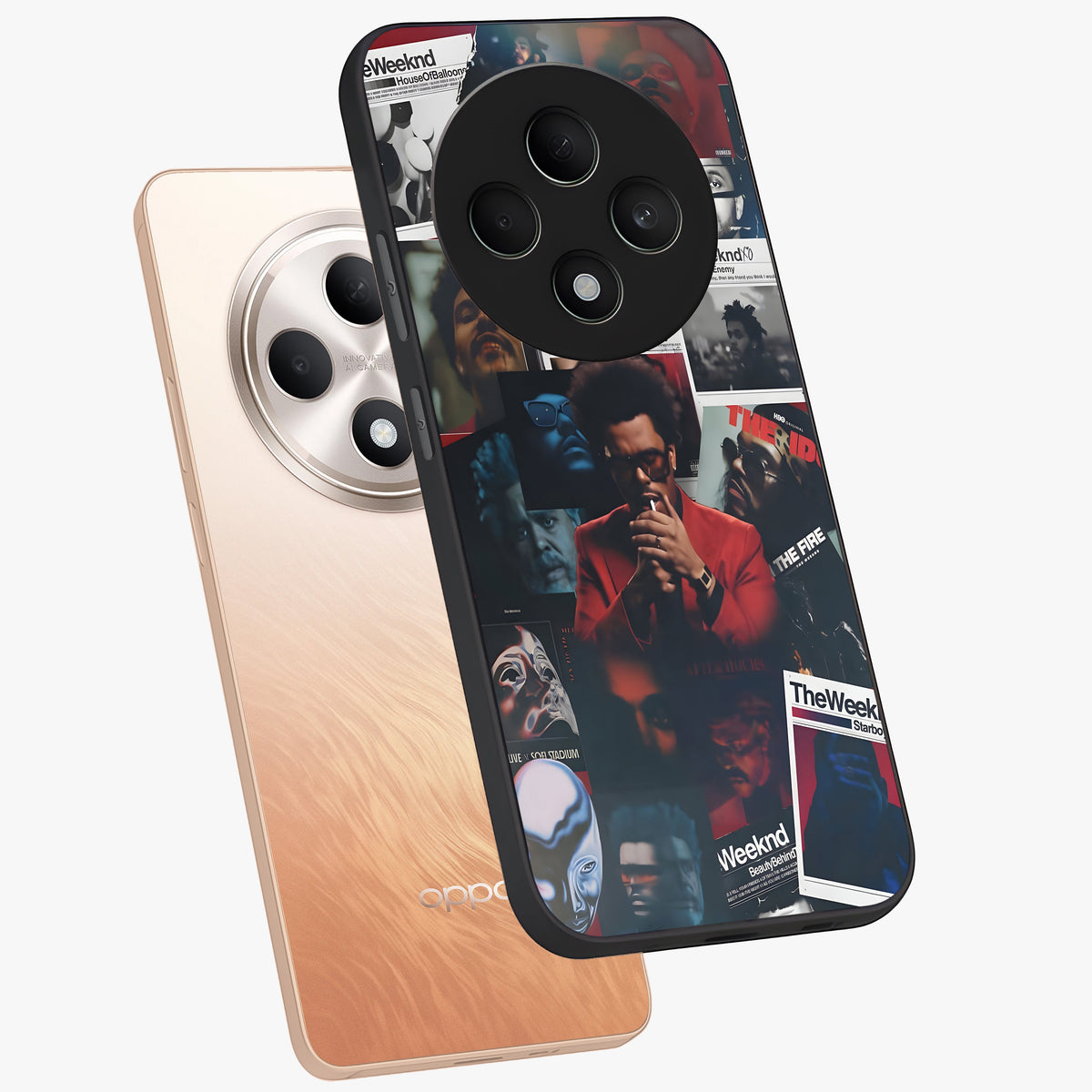 The Weeknd Glass Case displayed in angled mockup highlighting stylish pop culture inspired design with modern aesthetic.