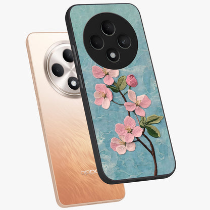 Threaded Blossom Breeze Glass Case displayed in angled mockup highlighting elegant floral design with soft aesthetic style.