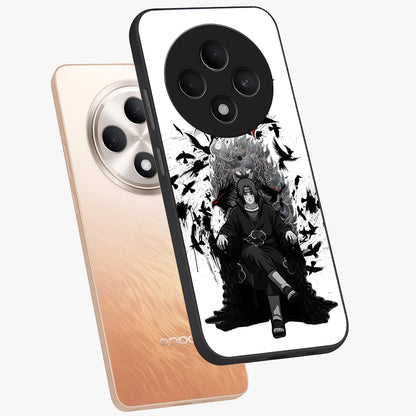 Uchiha Shadow Throne Glass Case displayed in angled mockup highlighting glowing aquatic design with celestial aesthetic.