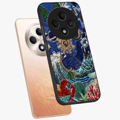 Universe Underwater Spark Glass Case displayed in angled mockup highlighting glowing aquatic design with celestial aesthetic.