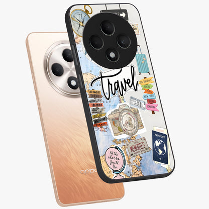 Wanderlust Journal Glass Case displayed in angled mockup highlighting adventure themed design with aesthetic travel vibe.