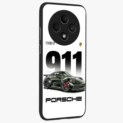 911 Turbo Dominance Glass Case upright perspective showcasing powerful racing design and modern automotive aesthetic.