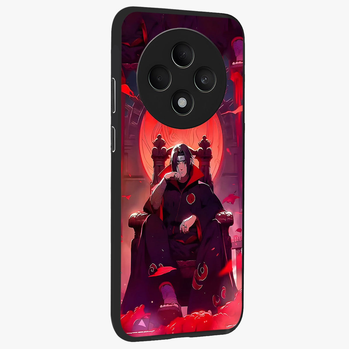 Blood Moon Sovereign Glass Case upright view showcasing powerful moon inspired artwork with cosmic aesthetic style.