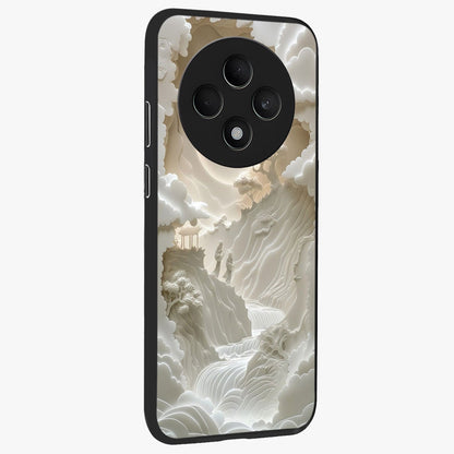 Celestial Origami Glass Case upright view showcasing creative origami artwork with modern celestial style.