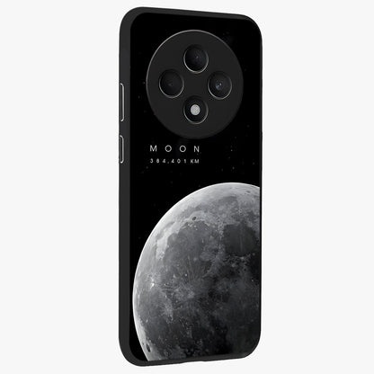 Cosmic Moon Glow Glass Case upright view showcasing luminous moon illustration with dreamy cosmic style.