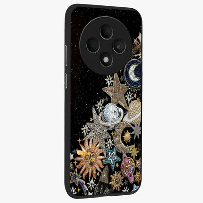 Cosmic Sparkle Dreams Glass Case upright view showcasing glowing cosmic artwork with magical galaxy theme.