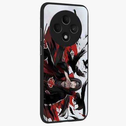 Crimson Crow Illusion Glass Case upright view showcasing striking crow illusion artwork with intense crimson theme.