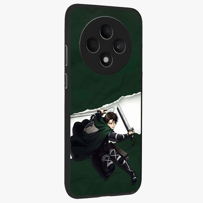 Emerald War Vanguard Glass Case upright view showcasing dramatic warrior artwork with bold fantasy theme.