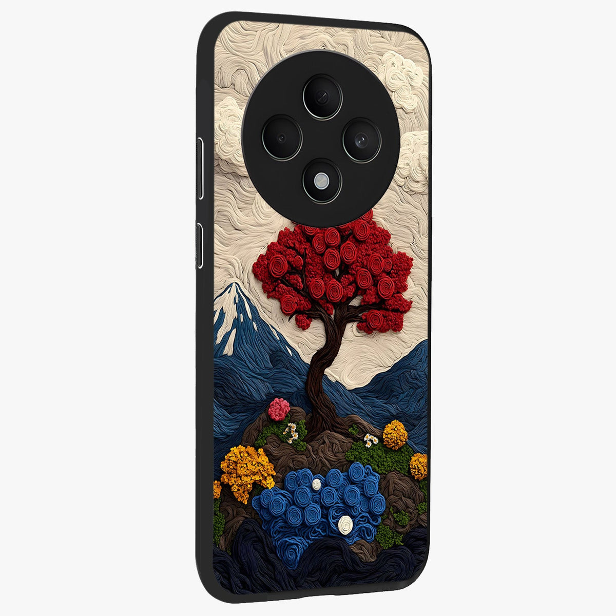 Eternal Nature Tapestry Glass Case upright view showcasing elegant nature tapestry design with decorative style.