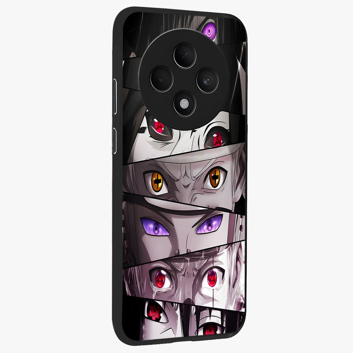 Eyes of Destiny Glass Case upright view showcasing symbolic eye artwork with dramatic artistic theme.