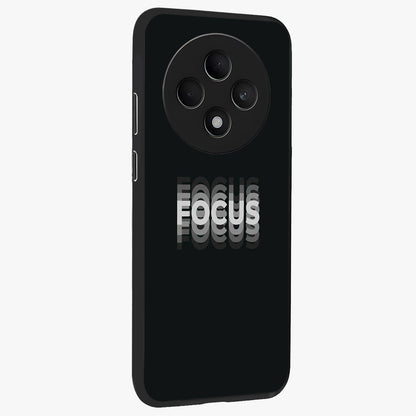 Focus Mode On Glass Case upright view showcasing strong typography statement with sleek motivational theme.
