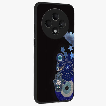 Galactic Charm Cluster Glass Case upright view showcasing glowing cosmic charm artwork with magical celestial style.