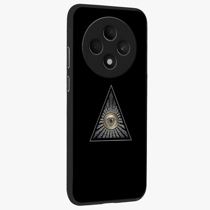Illuminati Evil Glass Case upright view showcasing striking illuminati artwork with mysterious symbolic theme.