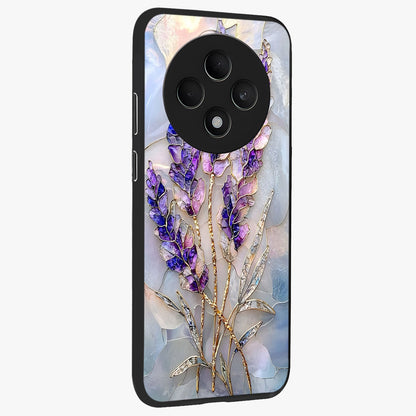 Lavender Dream Glow Glass Case upright view showcasing radiant lavender glow artwork with calming dreamy theme.