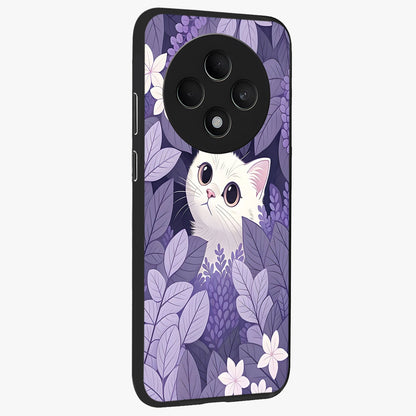 Lilac Hide Peek Cat Glass Case upright view showcasing charming cat artwork with adorable peek theme.