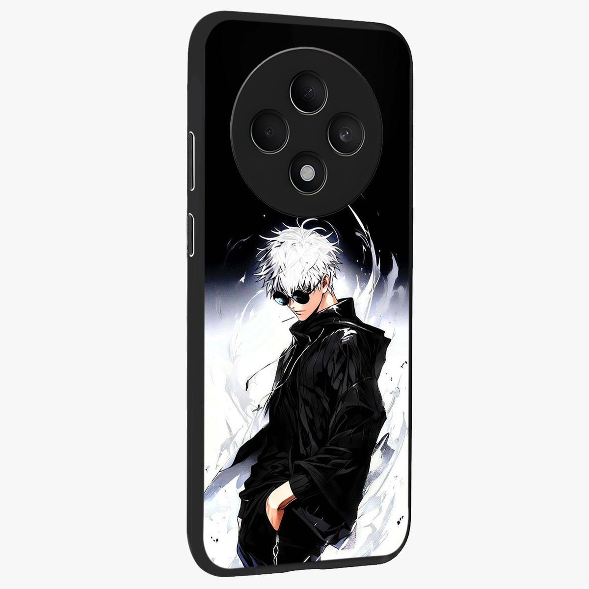 Limitless Shadow King Glass Case upright view showcasing bold shadow warrior artwork with epic fantasy theme.