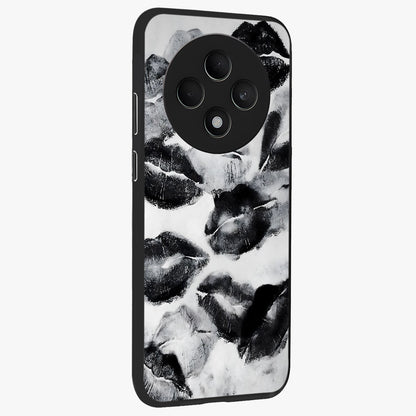 Midnight Kiss Marks Glass Case upright view showcasing stylish kiss mark artwork with trendy romantic theme.