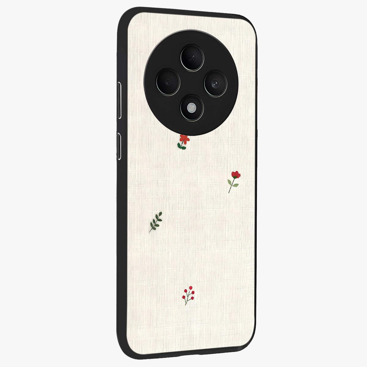 Minimalistic Blue With White Flower Pattern Glass Case upright view showcasing clean white flower artwork with calming blue theme.